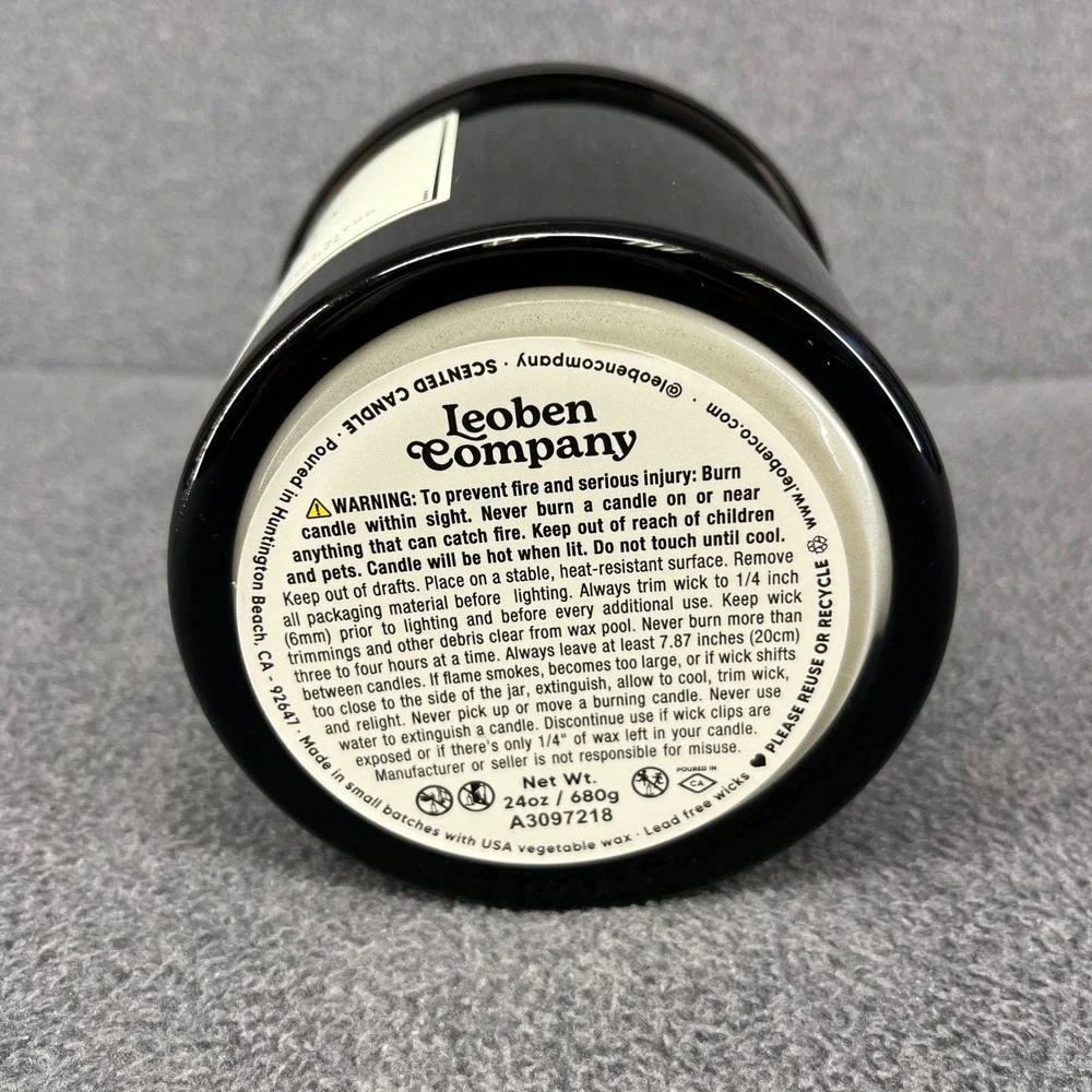Leoben Company Night Out Candle Masculine Aromas 24oz Black 3-Wick Soy Wax Blend